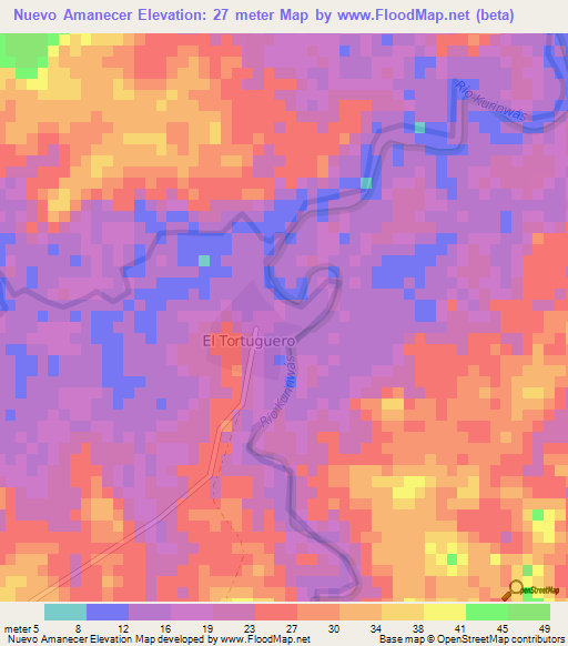 Nuevo Amanecer,Nicaragua Elevation Map