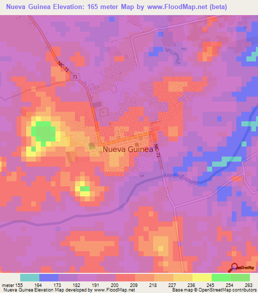 Nueva Guinea,Nicaragua Elevation Map
