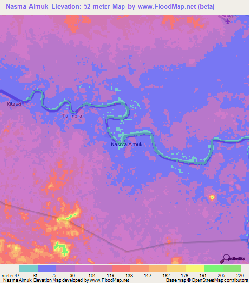 Nasma Almuk,Nicaragua Elevation Map