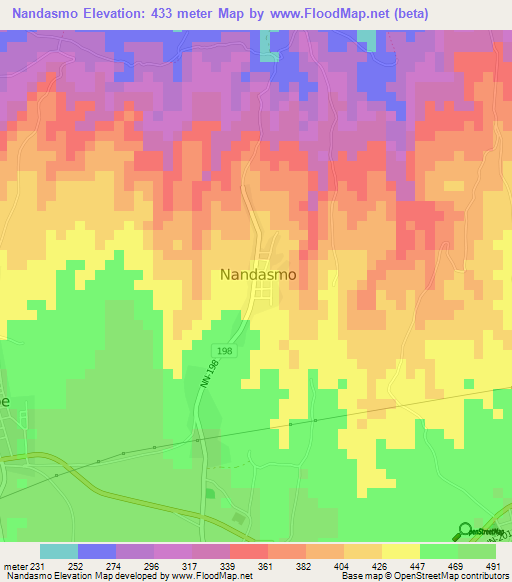 Nandasmo,Nicaragua Elevation Map
