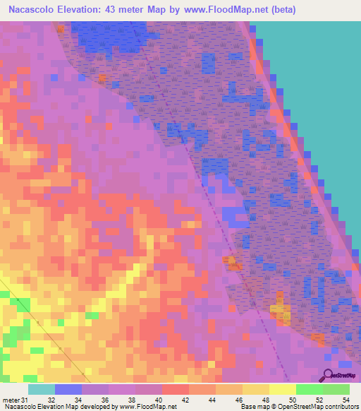 Nacascolo,Nicaragua Elevation Map