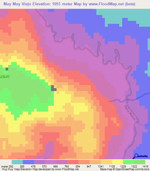 Muy Muy Viejo,Nicaragua Elevation Map