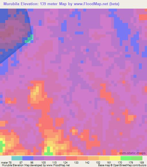 Murubila,Nicaragua Elevation Map