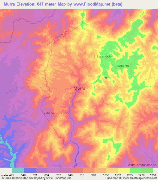 Murra,Nicaragua Elevation Map