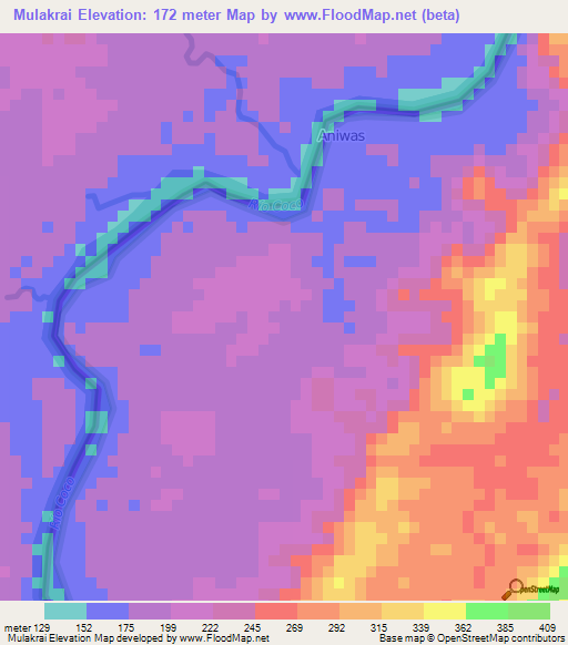 Mulakrai,Nicaragua Elevation Map
