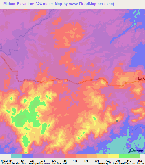 Muhan,Nicaragua Elevation Map