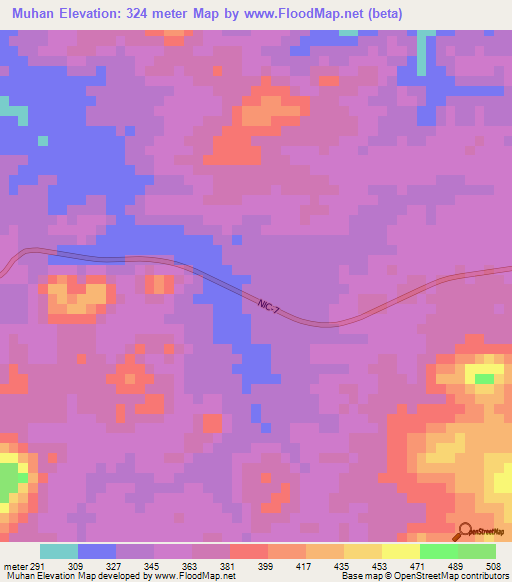 Muhan,Nicaragua Elevation Map