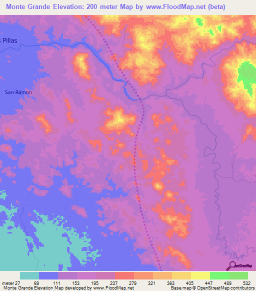 Monte Grande,Nicaragua Elevation Map