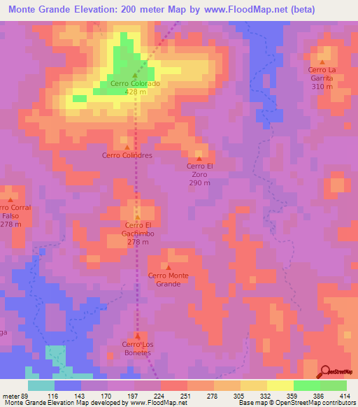 Monte Grande,Nicaragua Elevation Map