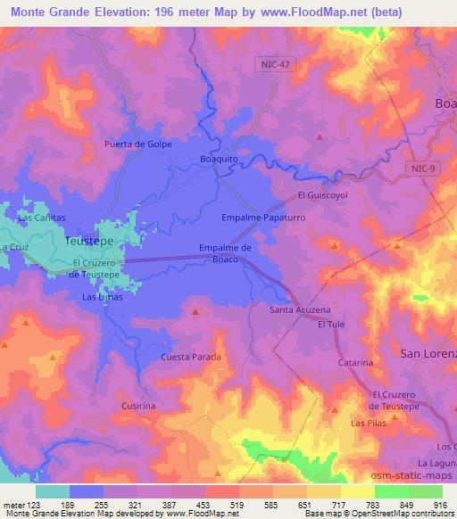 Monte Grande,Nicaragua Elevation Map