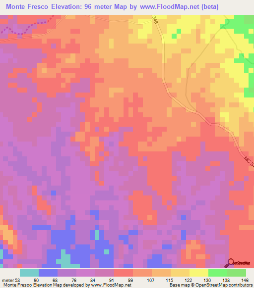 Monte Fresco,Nicaragua Elevation Map