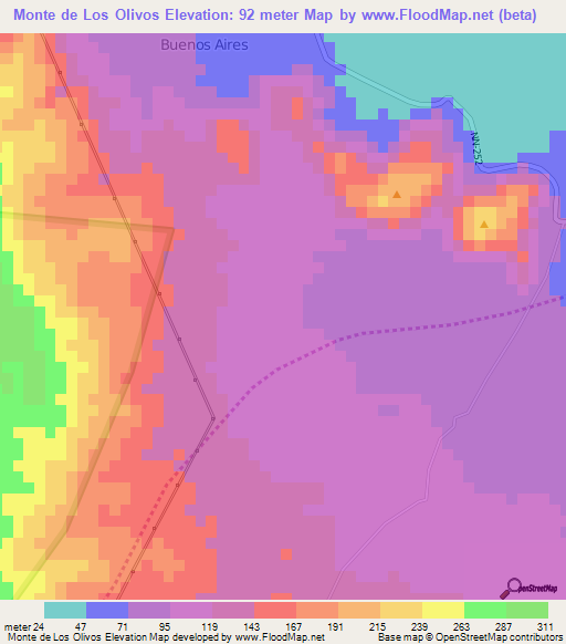 Monte de Los Olivos,Nicaragua Elevation Map