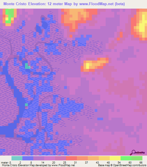 Monte Cristo,Nicaragua Elevation Map