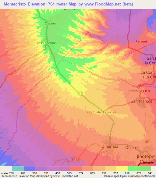Montecristo,Nicaragua Elevation Map