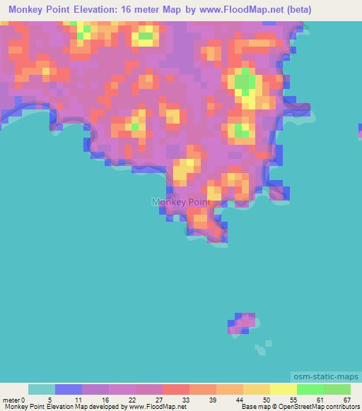 Monkey Point,Nicaragua Elevation Map