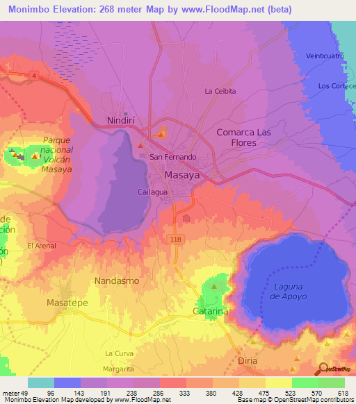 Monimbo,Nicaragua Elevation Map