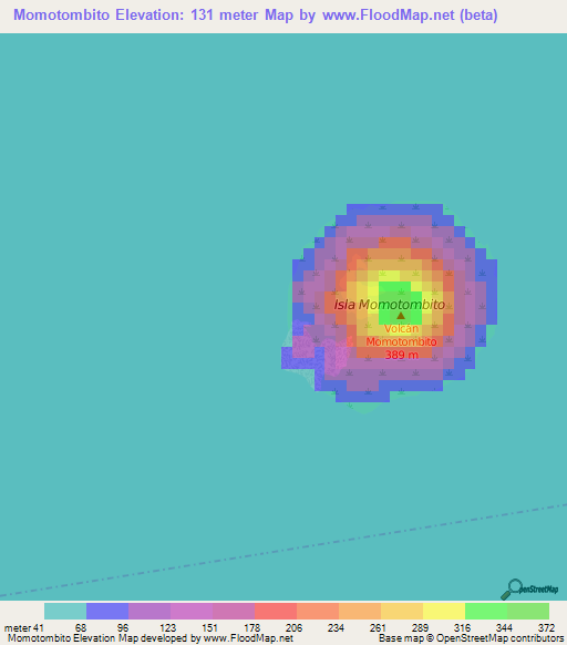 Momotombito,Nicaragua Elevation Map