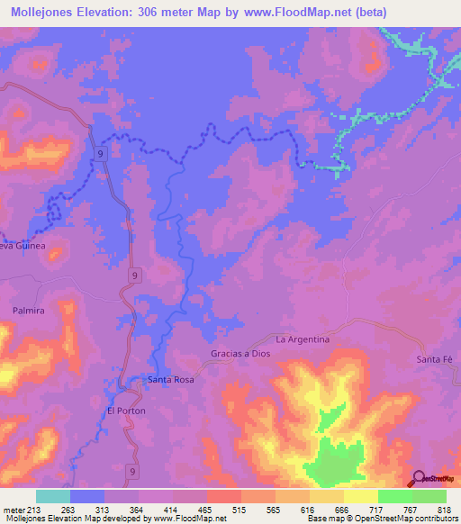 Mollejones,Nicaragua Elevation Map