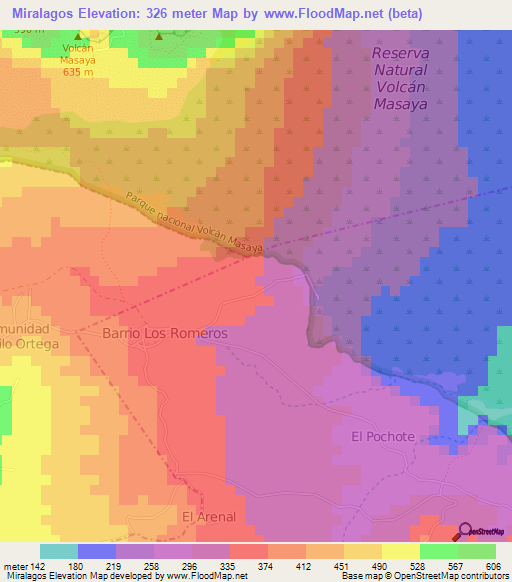 Miralagos,Nicaragua Elevation Map