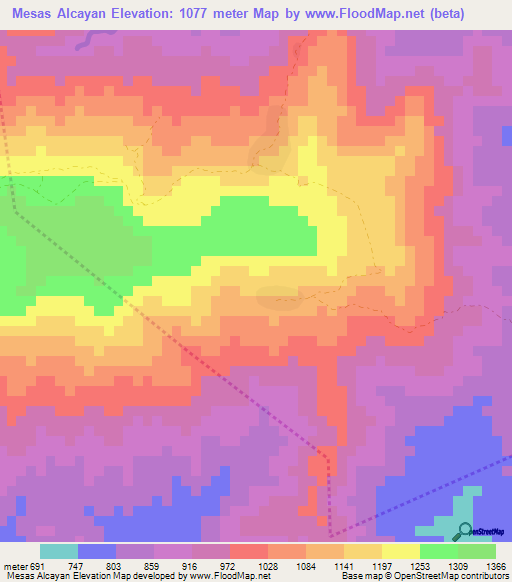 Mesas Alcayan,Nicaragua Elevation Map