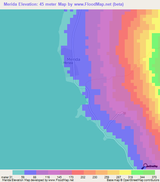 Merida,Nicaragua Elevation Map
