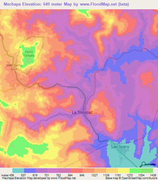 Mechapa,Nicaragua Elevation Map