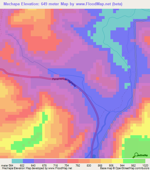 Mechapa,Nicaragua Elevation Map