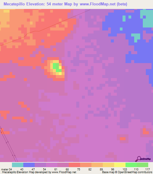 Mecatepillo,Nicaragua Elevation Map