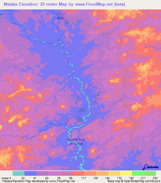 Mataka,Nicaragua Elevation Map