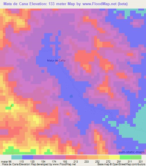 Mata de Cana,Nicaragua Elevation Map