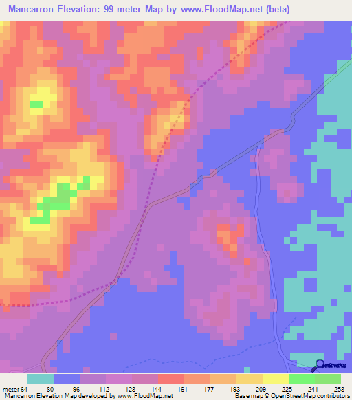 Mancarron,Nicaragua Elevation Map