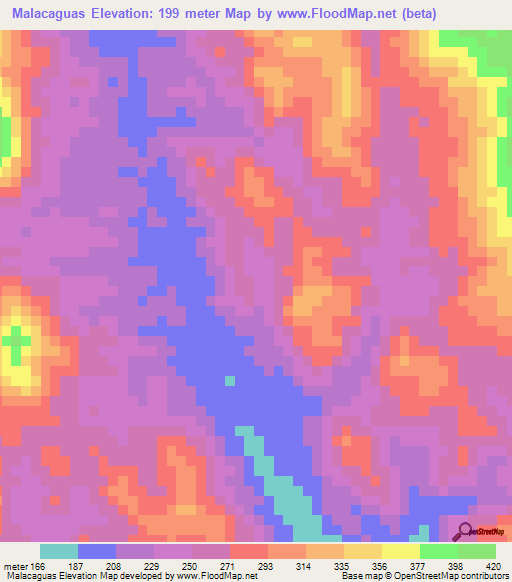 Malacaguas,Nicaragua Elevation Map