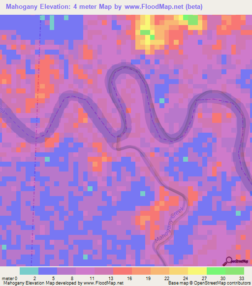 Mahogany,Nicaragua Elevation Map