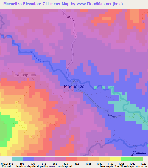 Macuelizo,Nicaragua Elevation Map