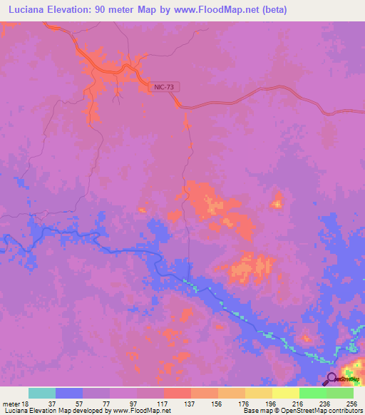 Luciana,Nicaragua Elevation Map