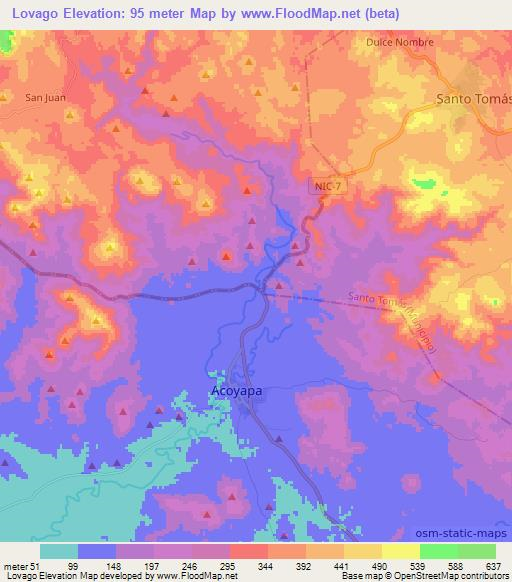 Lovago,Nicaragua Elevation Map