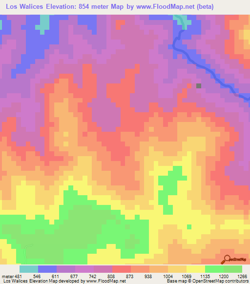Los Walices,Nicaragua Elevation Map