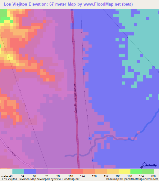 Los Viejitos,Nicaragua Elevation Map