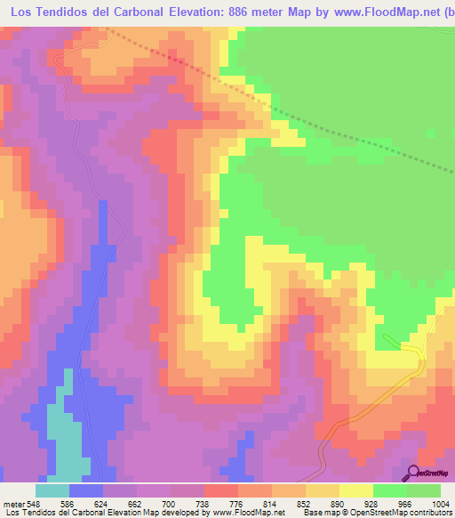Los Tendidos del Carbonal,Nicaragua Elevation Map