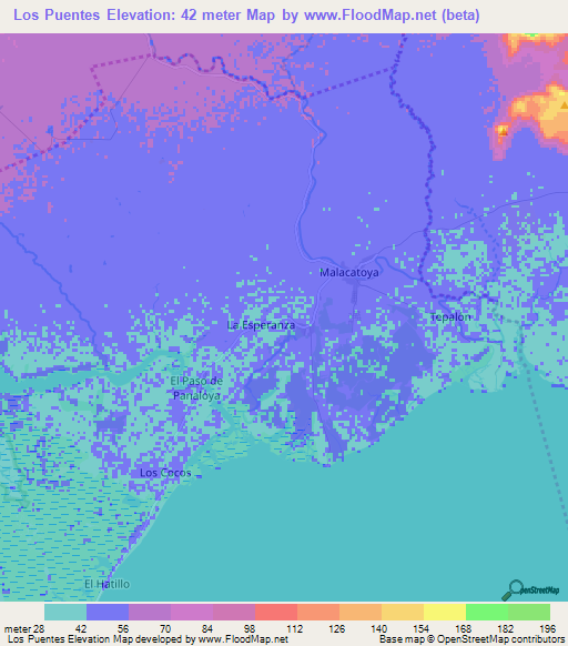 Los Puentes,Nicaragua Elevation Map