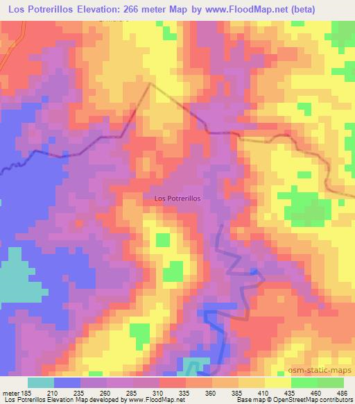Los Potrerillos,Nicaragua Elevation Map