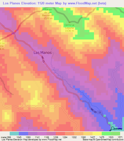 Los Planes,Nicaragua Elevation Map