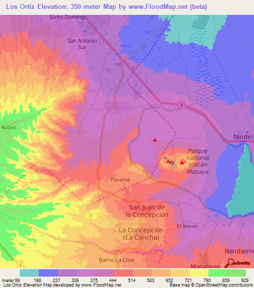 Los Ortiz,Nicaragua Elevation Map