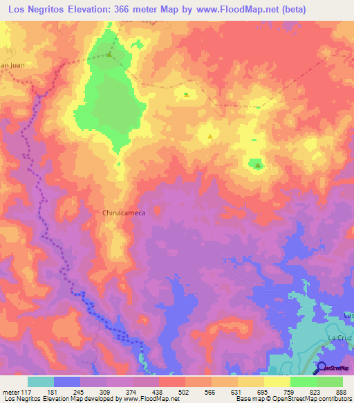 Los Negritos,Nicaragua Elevation Map