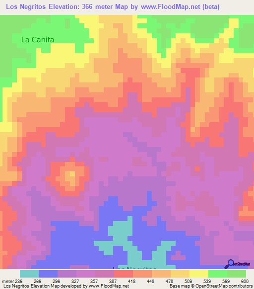 Los Negritos,Nicaragua Elevation Map