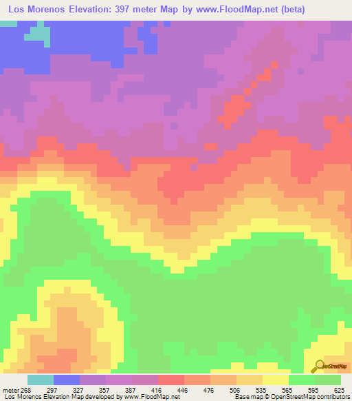 Los Morenos,Nicaragua Elevation Map