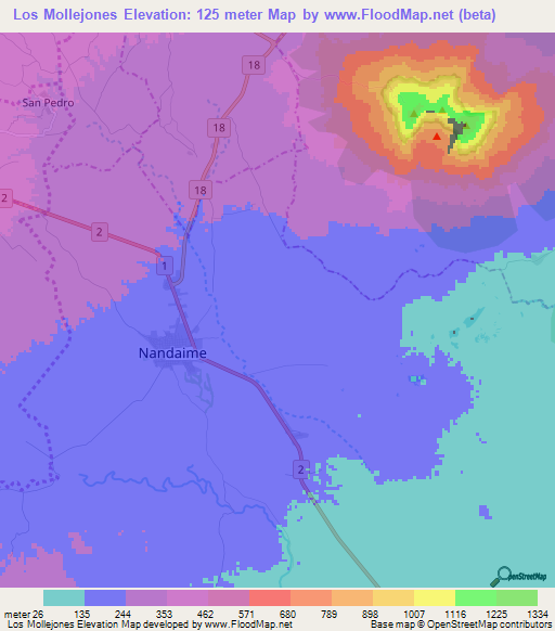 Los Mollejones,Nicaragua Elevation Map