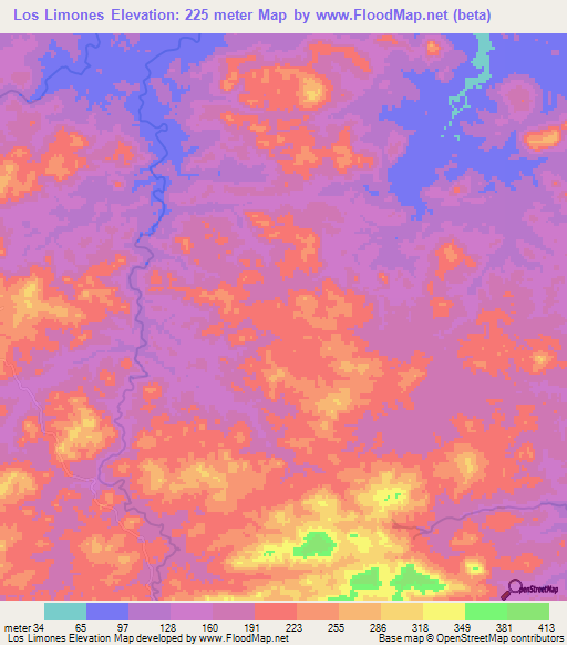 Los Limones,Nicaragua Elevation Map