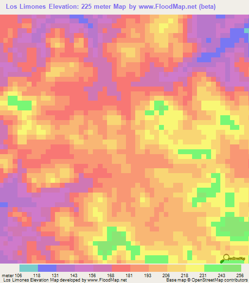 Los Limones,Nicaragua Elevation Map