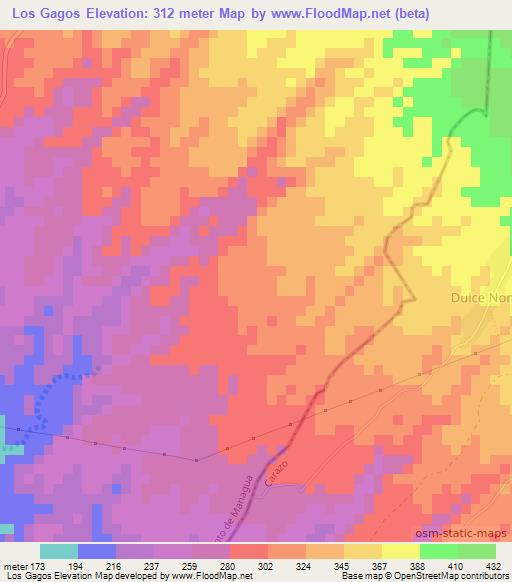 Los Gagos,Nicaragua Elevation Map